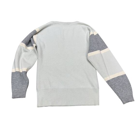 Theory 100% Cashmere Colorblock Sweater Pale Winter Green Husky Ivory sz XS - Picture 6 of 10